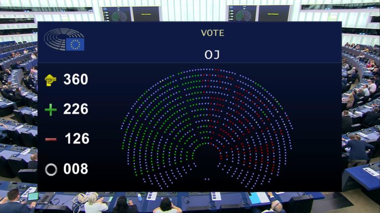 Le Parlement européen adopte une résolution 226 MEPs pour, 126 contre,